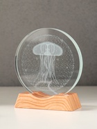 Световая фигурка стекло «Диск. Голограмма: Медуза», 5×LED, d=10 см, USB, 10×4×11.4 см - Фото 4