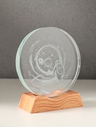 Световая фигурка стекло «Диск. Голограмма: Высадка космонавта на луну», 5×LED, d=10 см, USB, 10×4×11.4 см - Фото 3