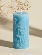 Свеча-цилиндр декоративная «Столбик. Экзотические растения», нежно-голубая, 5×5×11.7 см - Фото 1