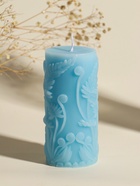 Свеча-цилиндр декоративная «Столбик. Экзотические растения», нежно-голубая, 5×5×11.7 см - фото 61615365