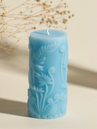 Свеча-цилиндр декоративная «Столбик. Экзотические растения», нежно-голубая, 5×5×11.7 см - фото 61615367