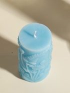 Свеча-цилиндр декоративная «Столбик. Экзотические растения», нежно-голубая, 5×5×11.7 см - фото 61615368