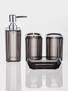 Набор для ванной «Кристалл», 4 предмета, дозатор, 2 стакана, мыльница