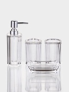 Набор для ванной «Кристалл», 4 предмета, дозатор, 2 стакана, мыльница - фото 809347002