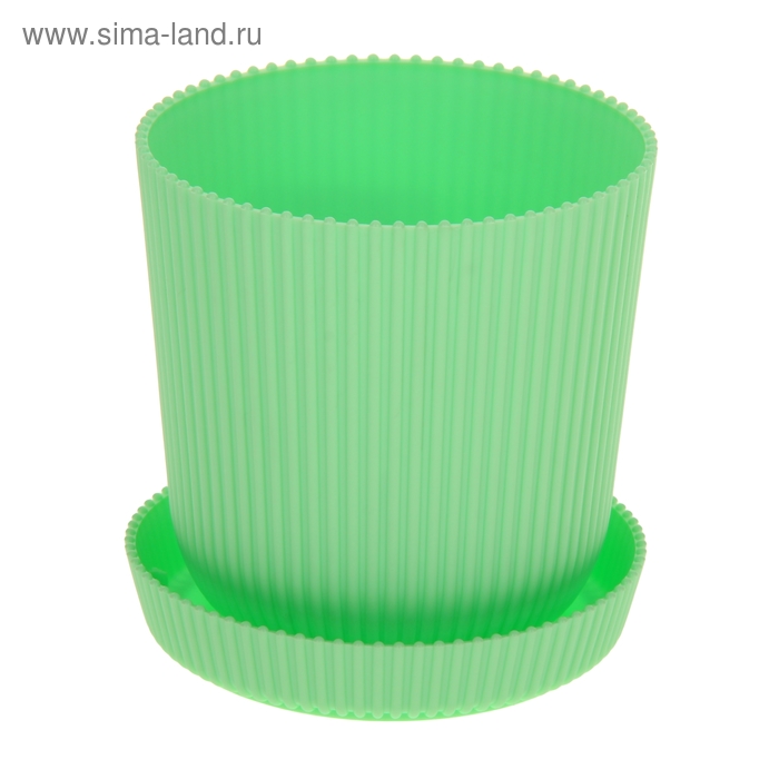 Горшок для цветов с поддоном Le Gaufre, 1,8 л, d=13,5 см, цвет зелёный - Фото 1