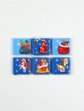 Шоколад новогодний молочный «Лошадки в лесу», 6 шт., 5 г