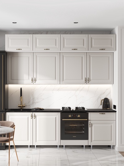 УЦЕНКА Кухонный гарнитур под потолок 2400 Престиж, Браш Лайт грей