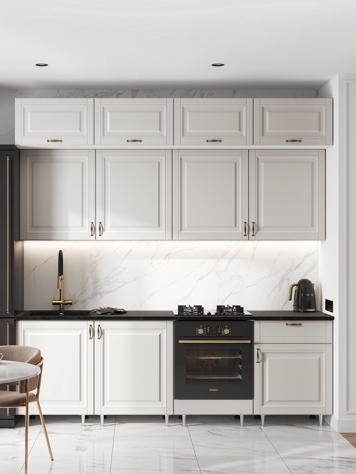 УЦЕНКА Кухонный гарнитур под потолок 2400 Престиж, Браш Лайт грей - Фото 1