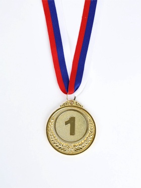 Медаль призовая «1 место» золотая 200, d=6.5 см, с лентой