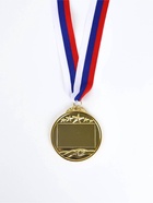 Медаль под нанесение золото 049, d=6.5 см, с лентой - фото 7628197