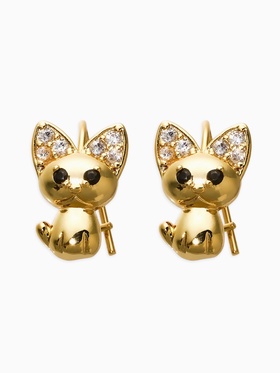 Серьги детские «Выбражулька. Котик», белые в золоте  (артикул 10898207)  большой выбор товаров оптом и в розницу по низким ценам с доставкой