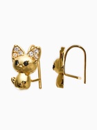 Серьги детские «Выбражулька. Котик», белые в золоте - фото 68970275