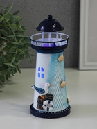 Фигура светящаяся «Маяк с птицей и сеткой», синий, 3×LR1130, RGB, LED-ночник, 7.5×7.5×18 см - Фото 1