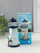 Сувенир настольный "Маяк с птицей" сетка, синий, 3хLR1130, RGB, LED 7,5х7,5х18 см - фото 119551950