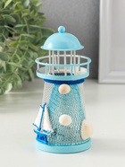 Фигура светящаяся «Маяк с корабликом и сеткой», голубой, 3×LR1130, RGB, LED-ночник, 7.5×7.5×18 см - Фото 2