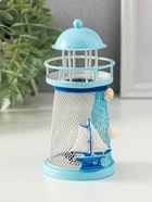 Фигура светящаяся «Маяк с корабликом и сеткой», голубой, 3×LR1130, RGB, LED-ночник, 7.5×7.5×18 см - Фото 3