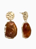 Серьги «Стиль камня», коричневые в золоте - Фото 1