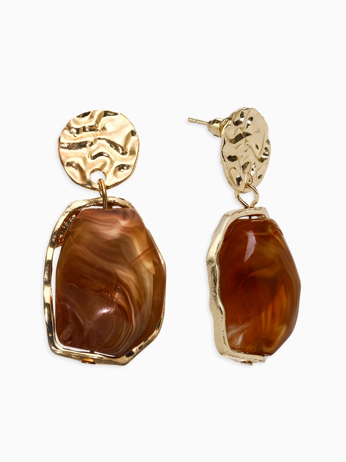 Серьги «Стиль камня», коричневые в золоте - Фото 1