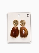 Серьги «Стиль камня», коричневые в золоте - Фото 3