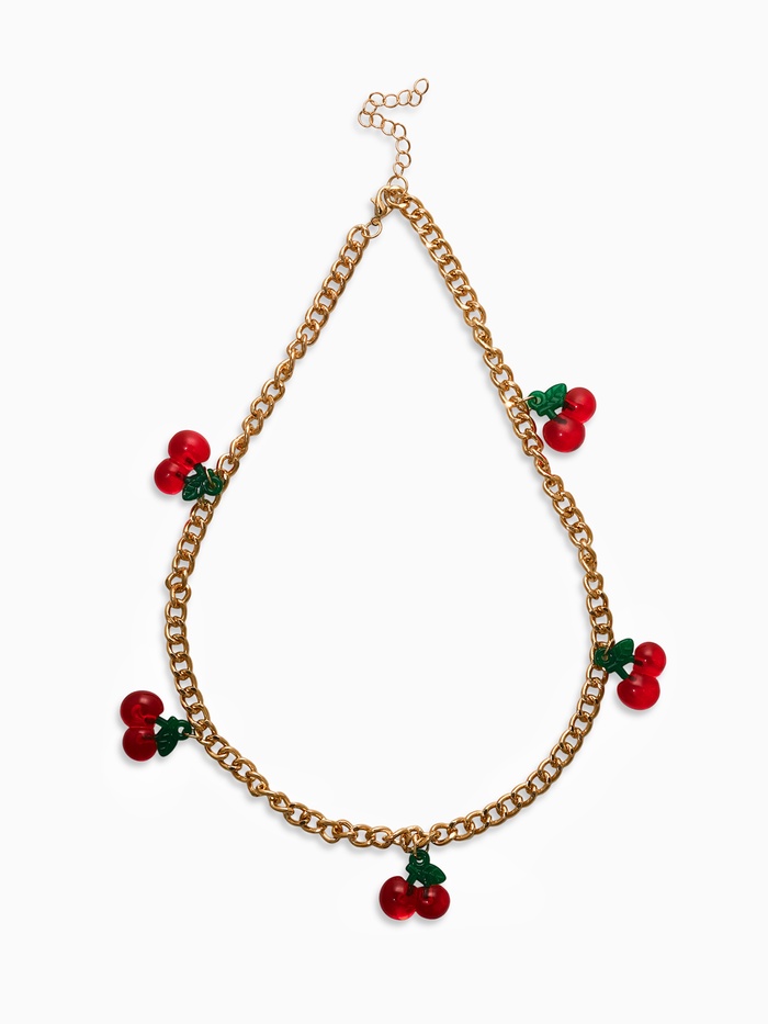 Цепь с подвесами «Вишня», цветная в золоте - Фото 1