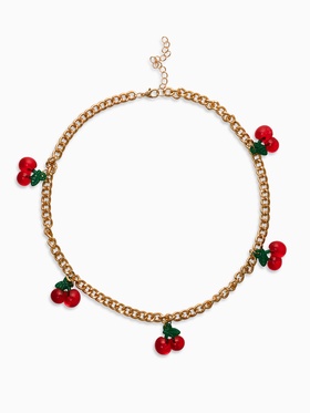 Цепь с подвесами «Вишня», цветная в золоте