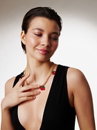 Цепь с подвесами «Вишня», цветная в золоте  (артикул 10904899)  большой выбор товаров оптом и в розницу по низким ценам с доставкой