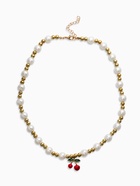 Набор 2 предмета: серьги. кулон «Вишня» жемчуг, цветной в золоте - фото 61615713