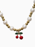 Набор 2 предмета: серьги. кулон «Вишня» жемчуг, цветной в золоте - фото 61615712