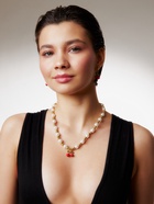 Набор 2 предмета: серьги. кулон «Вишня» жемчуг, цветной в золоте  (артикул 10904901)  большой выбор товаров оптом и в розницу по низким ценам с доставкой