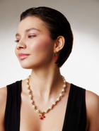 Набор 2 предмета: серьги. кулон «Вишня» жемчуг, цветной в золоте  (артикул 10904901)  большой выбор товаров оптом и в розницу по низким ценам с доставкой