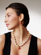 Набор 2 предмета: серьги. кулон «Вишня» жемчуг, цветной в золоте  (артикул 10904901)  большой выбор товаров оптом и в розницу по низким ценам с доставкой