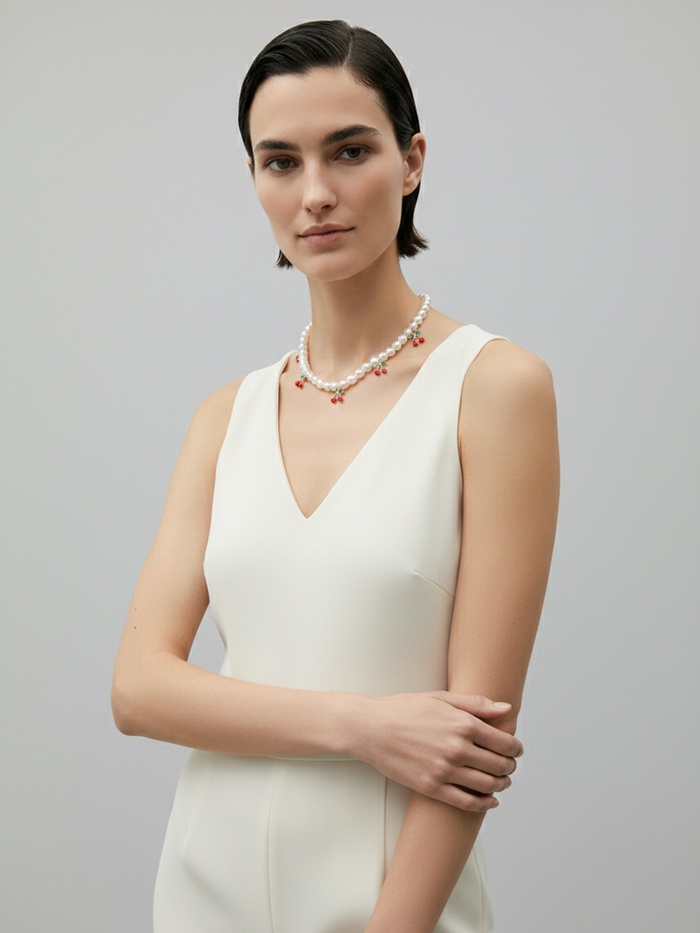 Бусы жемчужные «Вишня», цветные в золоте - Фото 1