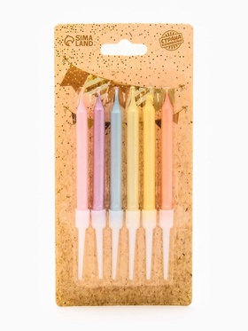 Свечи для торта «Пати» 6 см, с ножкой 9.5 см (комплект 2 шт)