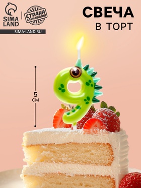 Свеча для торта цифра 9 «Зверюшки», 5 см 10887195