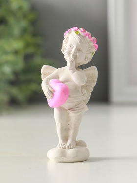 Фигура "Ангел с сердцем стоит" 8см, белый