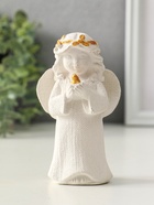 Фигура "Ангел с птицей" размер 11х7х4 см, белый с позолотой - фото 809347733