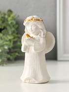 Фигура "Ангел с птицей" размер 11х7х4 см, белый с позолотой - фото 809347736