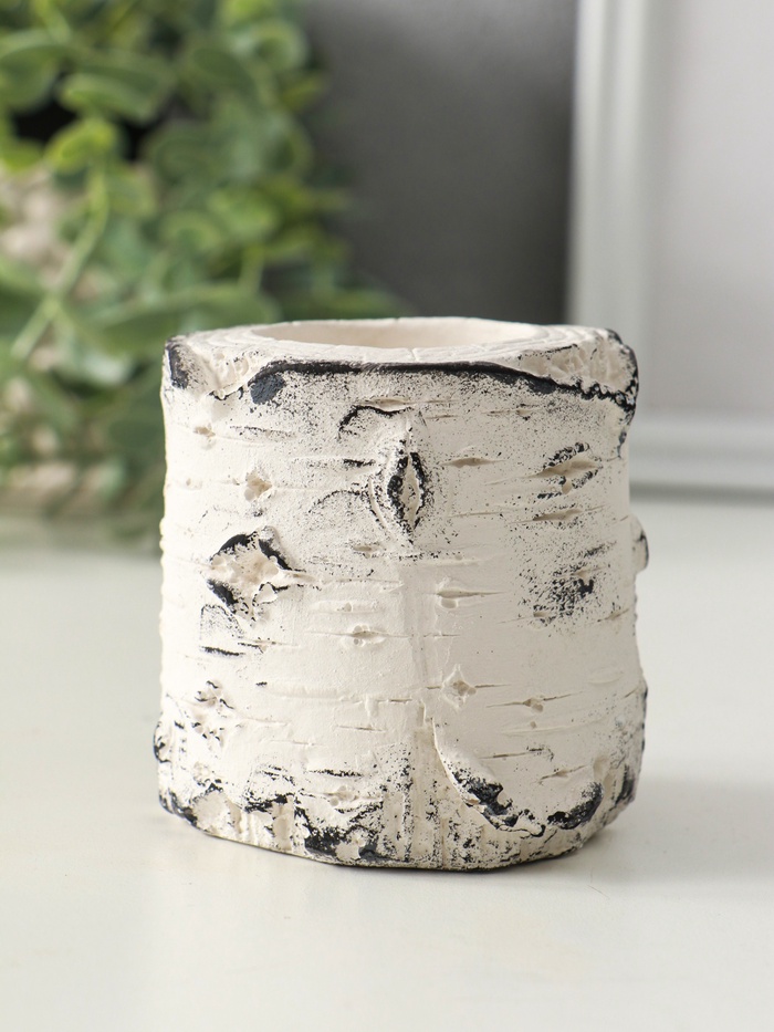 Подсвечник на 1 свечу «Березка», 7×7 см, гипс, с декором - Фото 1