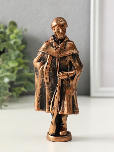 Фигурка гипс «Солдат», 15×6×3 см, винтажная бронза
