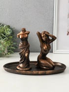 Набор фигур "Богини" на подносе, высота 16 см, цвет винтажная бронза - фото 61953771