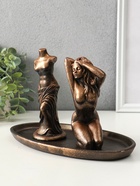 Набор фигур "Богини" на подносе, высота 16 см, цвет винтажная бронза - фото 61953774