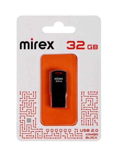 Флешка Mirex KAMBA, 32 Гб, USB 2.0, чтение до 23 Мб/с, запись до 20 Мб/с, чёрная