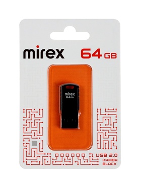 Флешка Mirex KAMBA, 64 Гб, USB 2.0, чтение до 23 Мб/с, запись до 20 Мб/с, чёрная
