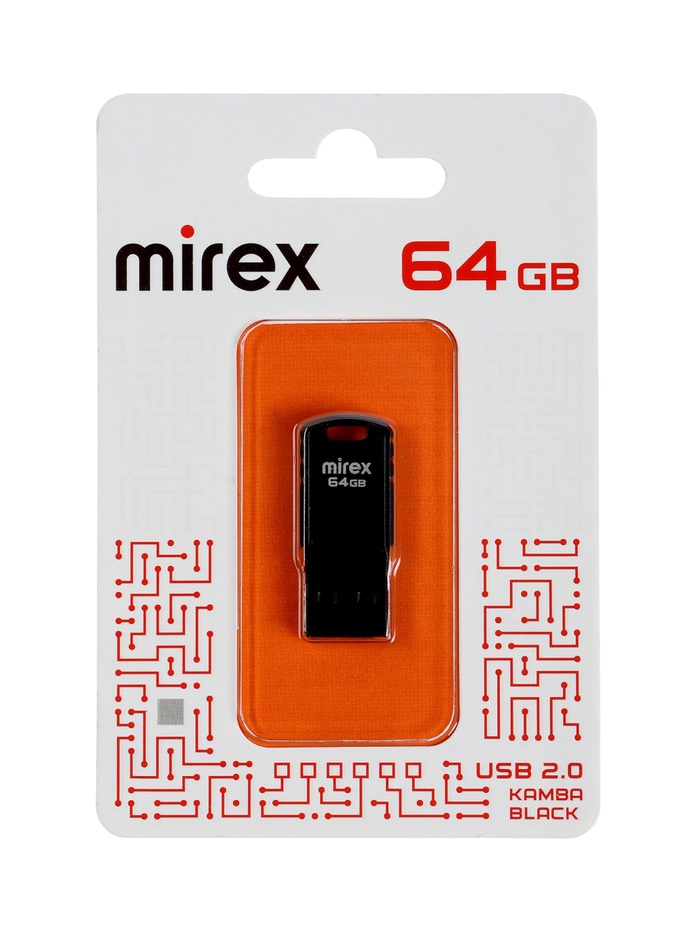 Флешка Mirex KAMBA, 64 Гб, USB 2.0, чтение до 23 Мб/с, запись до 20 Мб/с, чёрная - Фото 1