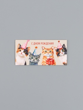 Конверт для денег «С Днем Рождения», котики, 16,5 х 8 см 10939371