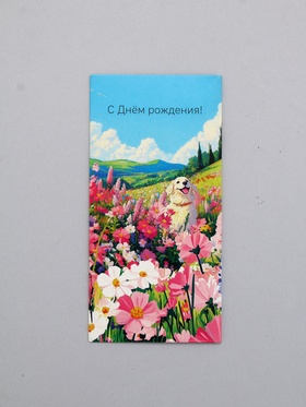 Конверт для денег «С Днем Рождения!», пёсик, 16,5 х 8 см 10939494