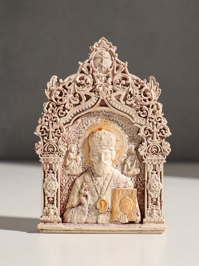 Икона «Николай Чудотворец», с подвесом, 12×8×2 см, гипс, роспись