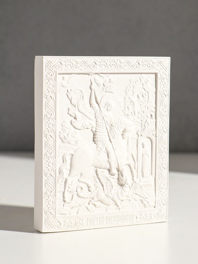 Икона « Георгий победоносец», с подвесом, 12×10×2 см, гипс