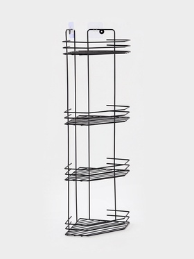 Полка для ванной угловая 4-х ярусная, 20.5×20.5×72 см, чёрная 10954127