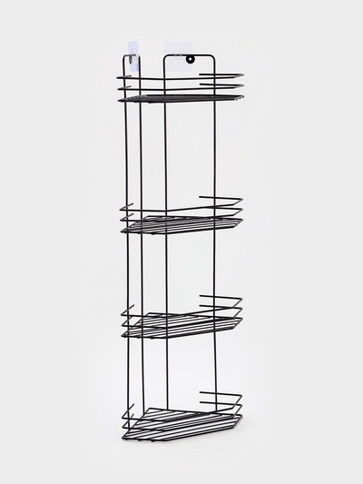 Полка для ванной угловая 4-х ярусная, 20.5×20.5×72 см, чёрная